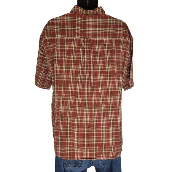 Consensus Button Up Shirt Men Sz L John Bartlett Plaid Short Sleeve - Picture 2 of 6